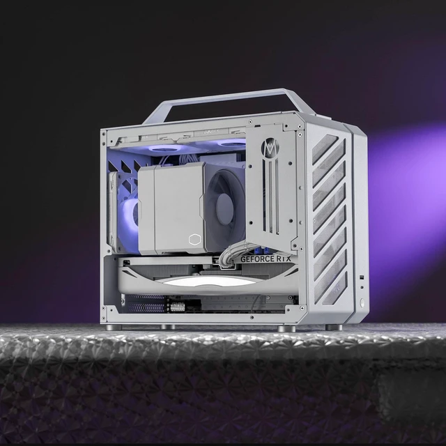 Alt view image 6 of 7 - Mechanic master C28 case | 17.9L ultra-compact portable handle MATX compatible with 240 Aio /162mm air-cooler options SFX & ATX power supply compatible space-saving PC case Case (Polar White)