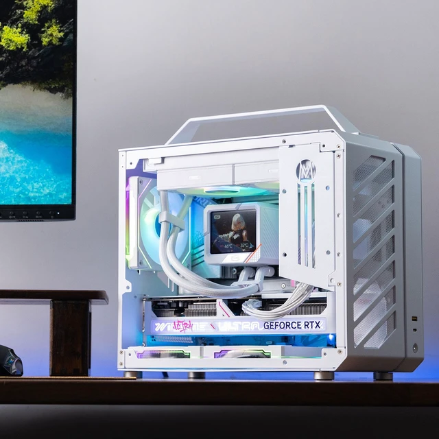 Alt view image 7 of 7 - Mechanic master C28 case | 17.9L ultra-compact portable handle MATX compatible with 240 Aio /162mm air-cooler options SFX & ATX power supply compatible space-saving PC case Case (Polar White)