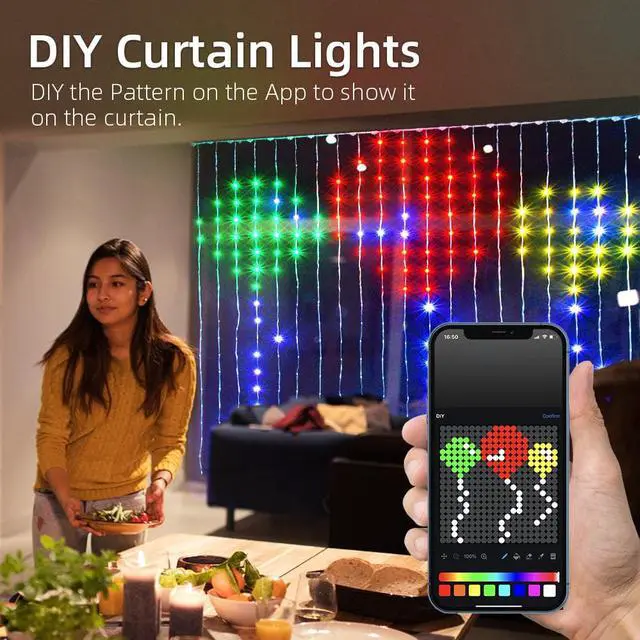 Alt view image 2 of 7 - LED RGB Smart Curtain String Lights Fairy Wedding Decoration APP Remote Control DIY For Home Bedroom Festival Garland Decor 2023