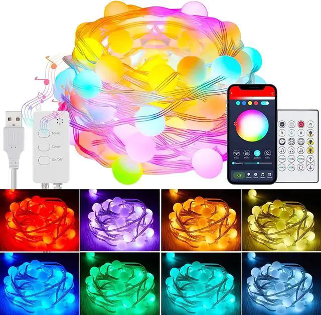 Main image of Led Globe String Light Christmas Decor Holiday Lights Intelligent APP Control Music Sync Fairy Outdoor Garden Waterproof Garland