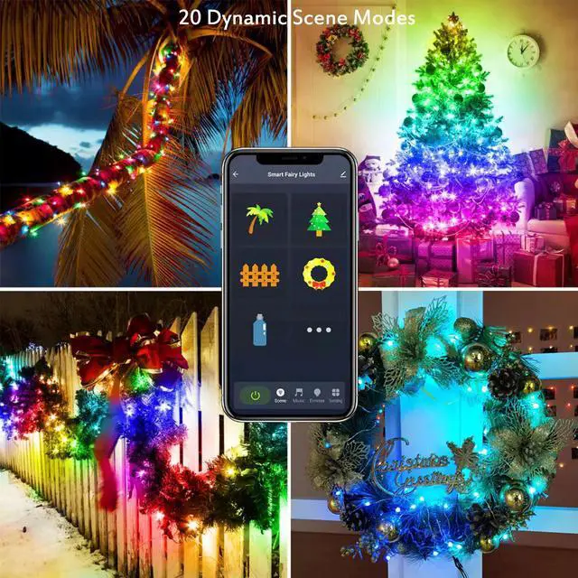 Alt view image 5 of 6 - Colourful Smart Fairy Lights 20 Dynamic Modes 4 Music Sync APP+Remote Control for Christmas Garland Bedroom Party Bottle Décor