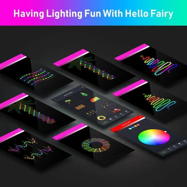 Alt view image 6 of 6 - Colourful Smart Fairy Lights 20 Dynamic Modes 4 Music Sync APP+Remote Control for Christmas Garland Bedroom Party Bottle Décor
