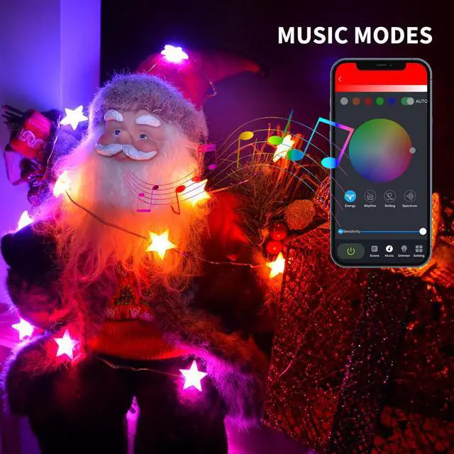 Alt view image 3 of 6 - 6.56FT USB Copper Wire Smart Star String Lights APP Control Bluetooth-compatible RGB For Garland Wedding Decoration 2023