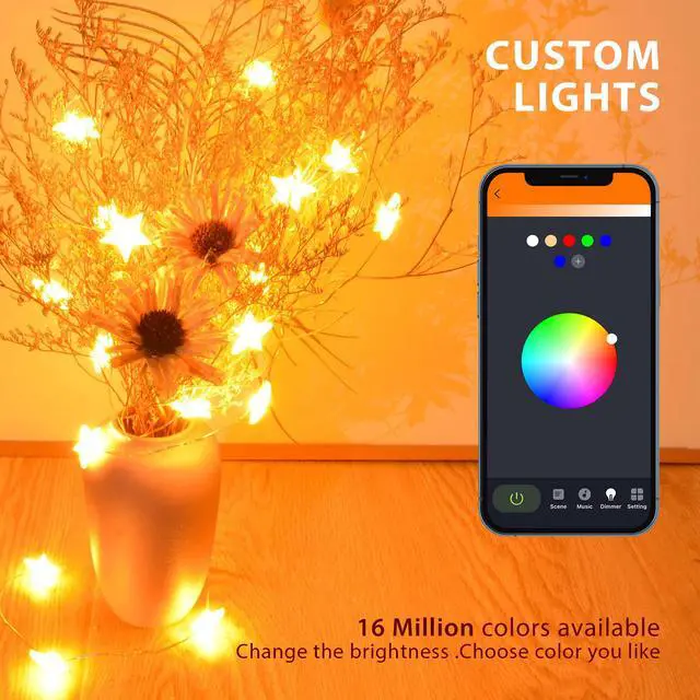 Alt view image 4 of 6 - 6.56FT USB Copper Wire Smart Star String Lights APP Control Bluetooth-compatible RGB For Garland Wedding Decoration 2023