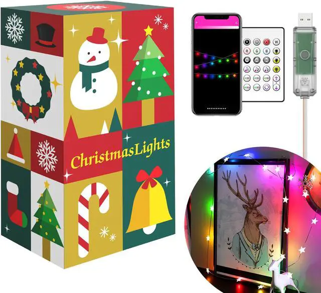 Main image of 6.56FT USB Copper Wire Smart Star String Lights APP Control Bluetooth-compatible RGB For Garland Wedding Decoration 2023