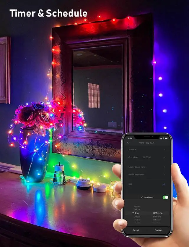 Alt view image 4 of 6 - Dreamcolor Smart String Lights Music RGBW Party Hallow Christmas Tree Garland Decoration Outdoor 20 m