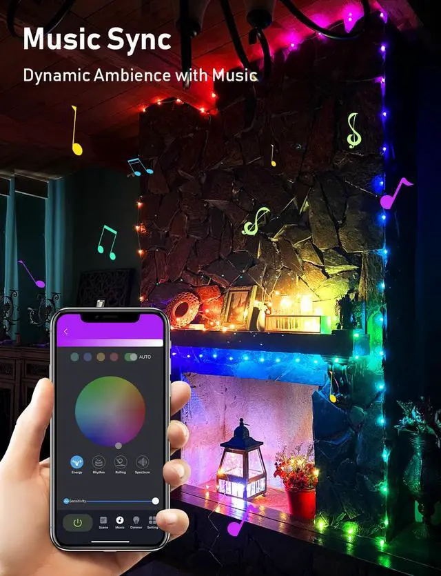 Alt view image 2 of 6 - Dreamcolor Smart String Lights Music RGBW Party Hallow Christmas Tree Garland Decoration Outdoor 20 m