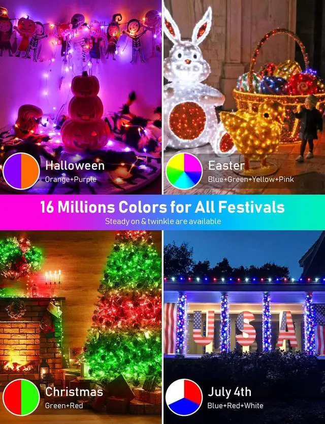 Alt view image 3 of 6 - Dreamcolor Smart String Lights Music RGBW Party Hallow Christmas Tree Garland Decoration Outdoor 20 m