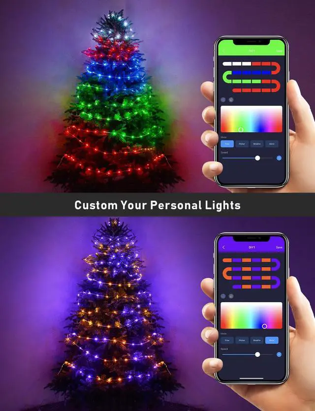 Alt view image 5 of 6 - Dreamcolor Smart String Lights Music RGBW Party Hallow Christmas Tree Garland Decoration Outdoor 20 m