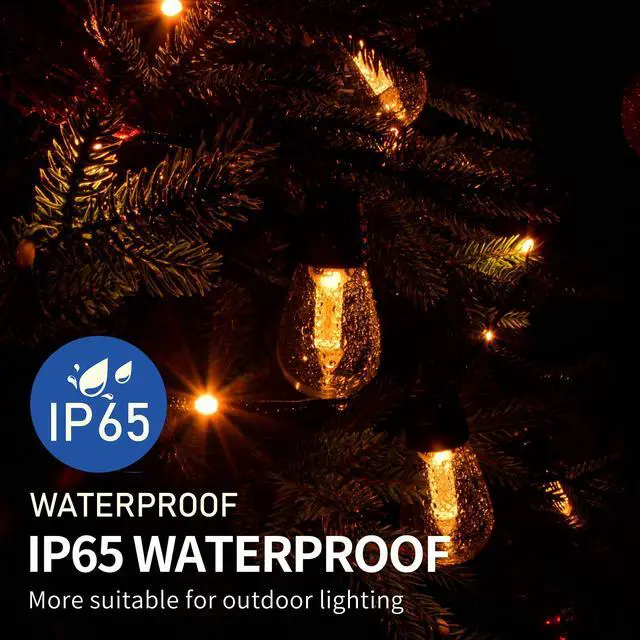 Alt view image 5 of 7 - LED Fairy Solar String Lights IP65 Waterproof Outdoor S14 Christmas Decoration Bulb Holiday Garland Garden Solar Lamp for Patio