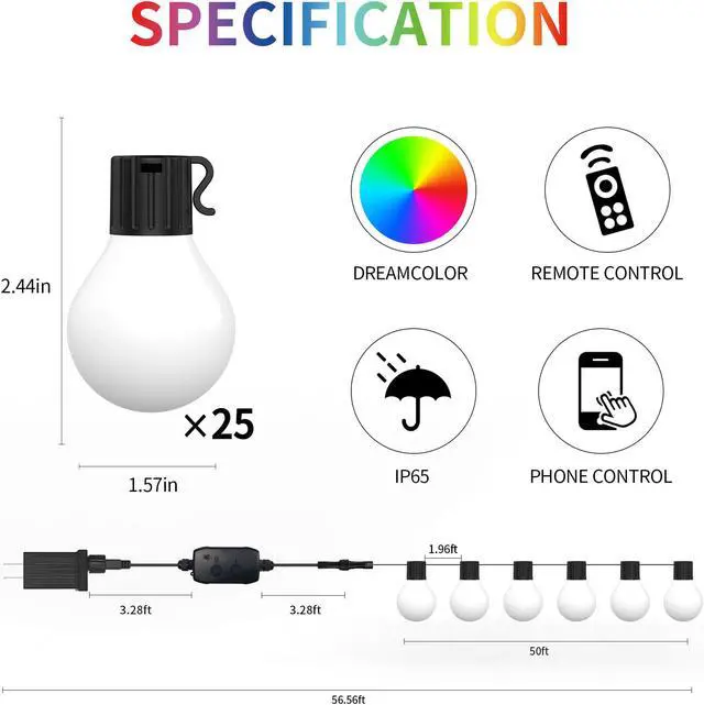 Alt view image 6 of 6 - G40 Globe Outdoor LED String Lights DIY Shatterproof Bulbs Waterproof for Patio Garden Outside Backyard Christmas Ramadan