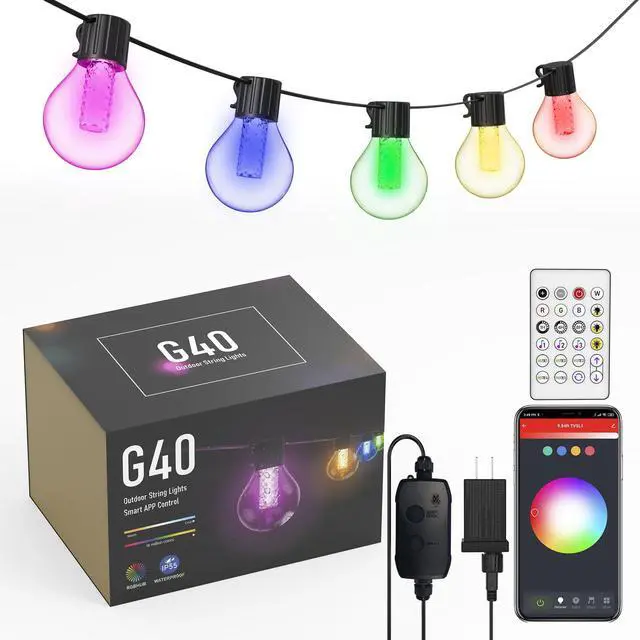 Main image of G40 Globe Outdoor LED String Lights DIY Shatterproof Bulbs Waterproof for Patio Garden Outside Backyard Christmas Ramadan Crystal Wick