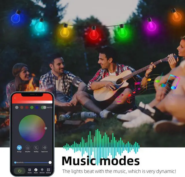 Alt view image 6 of 6 - G40 Globe Outdoor LED String Lights DIY Shatterproof Bulbs Waterproof for Patio Garden Outside Backyard Christmas Ramadan Crystal Wick