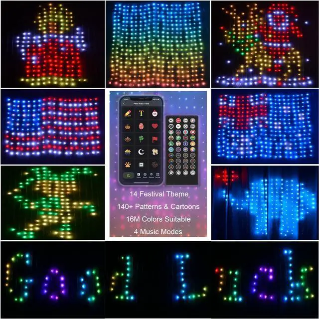 Alt view image 3 of 7 - LED RGB Smart Curtain String Lights Fairy Wedding Decoration APP Remote Control DIY For Home Bedroom Festival Garland Decor 2023
