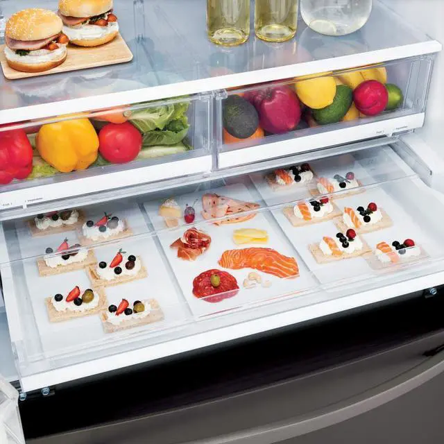 Alt view image 5 of 7 - LG 22.10 cu. ft. Smart wi-fi Enabled French Door Counter-Depth Refrigerator Black Stainless Steel LFXC22526D