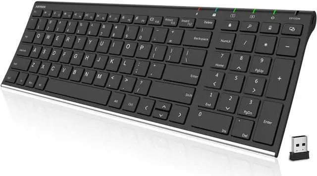 Main image of Arteck HW193 2.4G Wireless Keyboard Stainless Steel Ultra Slim Full Size Keyboard with Numeric Keypad for Computer/Desktop/PC/Laptop/Surface/Smart TV and Windows 11/10/8 Built in Rechargeable Battery