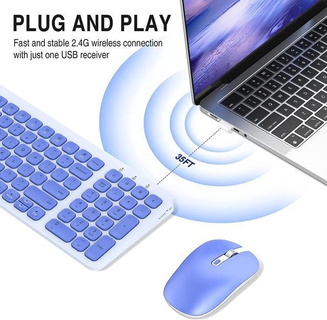 Wireless Keyboard Mouse Combo, cimetech Compact Full Size Wireless Keyboard  and Mouse Set 2.4G Ultra-Thin Sleek Design for Windows, Computer, Desktop,  PC, Notebook, Laptop