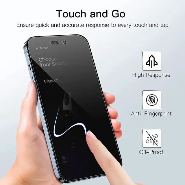 Alt view image 6 of 7 - Privacy Full Coverage Screen Protector for iPhone 14 Pro Max 6.7-Inch Anti-Spy Tempered Glass Film Edge to Edge Protection Case-Friendly 2-Pack