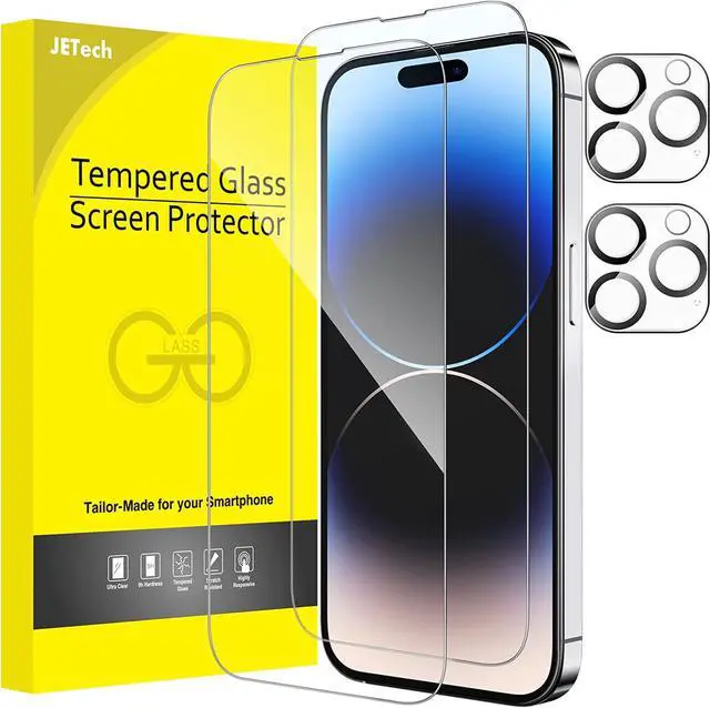 Main image of JETech Full Coverage Screen Protector for iPhone 14 Pro Max 6.7-Inch (NOT FOR iPhone 14 Pro 6.1-Inch), with Camera Lens Protector, Tempered Glass Film, HD Clear, 2-Pack Each