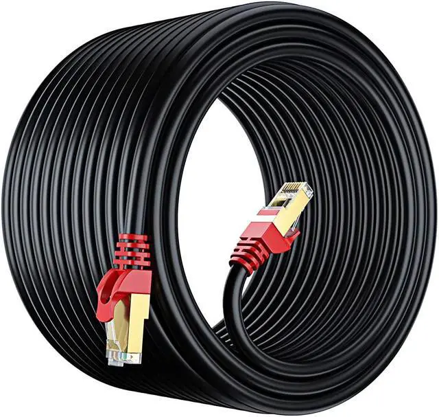Main image of Maximm Cat7 Outdoor Cable 300 feet - Black - Solid Copper 550Mhz, Waterproof Ethernet Cable Suitable for Direct Burial Installations.