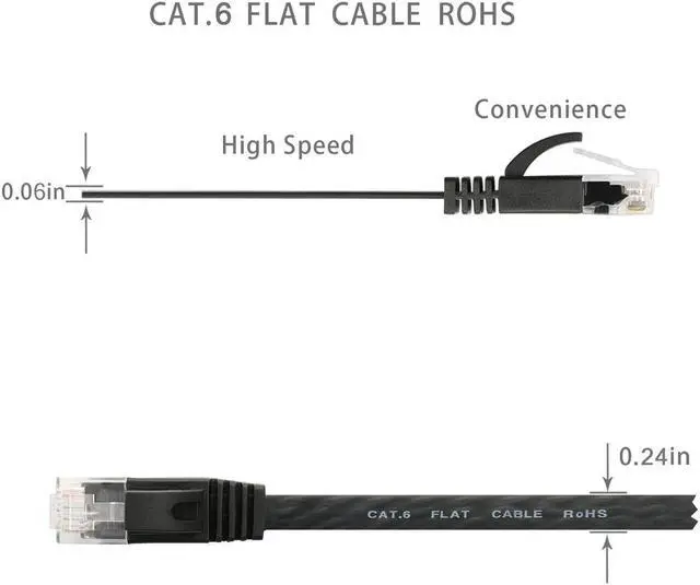 Alt view image 4 of 7 - Cat 6 Ethernet Cable 15 Ft (2Pack), Outdoor&Indoor, 10Gbps Support Cat 7 Network, Heavy Duty Flat Internet LAN Patch Cord, High Speed Weatherproof Cable for Router, Modem, Xbox, PS4, Switch, Black