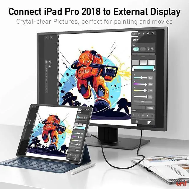 Alt view image 7 of 7 - uni USB C to HDMI Cable 10FT 4K@30Hz, USB Type C to HDMI Cable for Home Office, [Thunderbolt 3/4 Compatible] with MacBook Pro/Air, iPhone 15 Pro/Max, Galaxy S8-S23, Surface Book 2, XPS, Chromebook