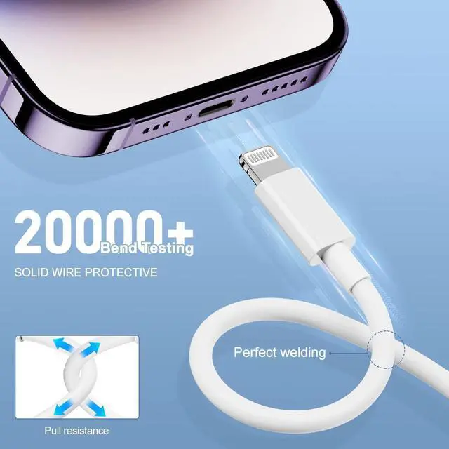 Alt view image 6 of 7 - 3Pack [ MFi Certified] Long iPhone Charging Cable 10ft- Lightning to USB Cable Wire - 10 Foot iPhone USB Charger Cords for iPhone 14 13 12Pro/Pro Max XR X 8 7 6 5 Plus SE