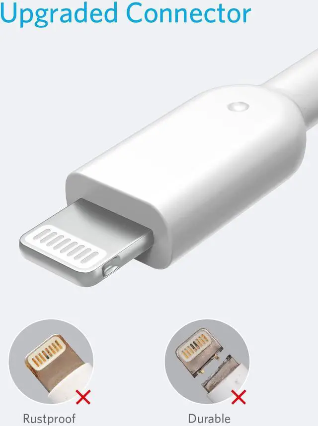 Alt view image 2 of 6 - Anker iPhone Charger Cable, Powerline II Lightning Cable (10ft), Durable Cable, MFi Certified for iPhone X / 8/8 Plus /7/7 Plus / 6/6 Plus / 5s (White), iPad 8, and More