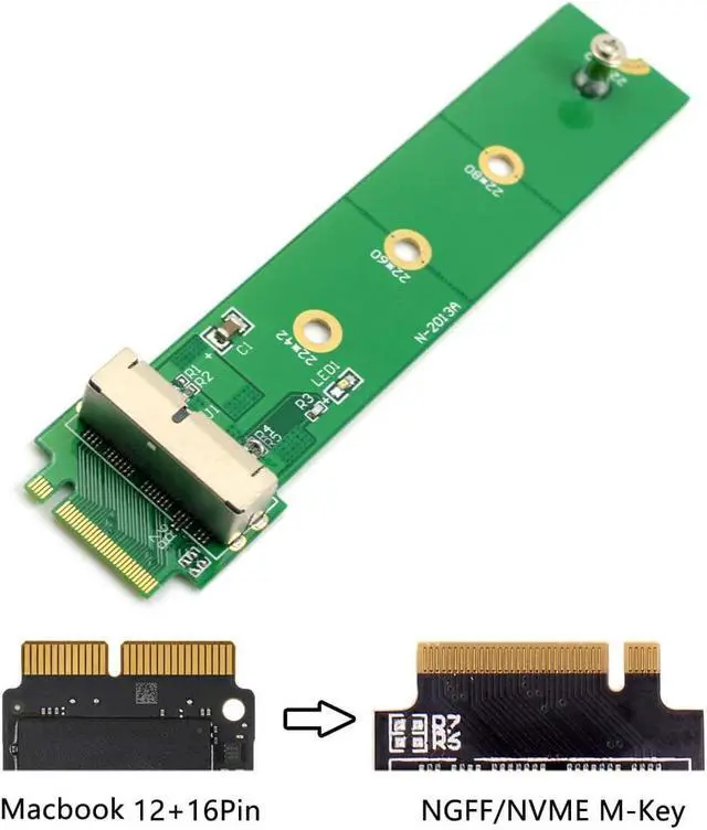 Alt view image 2 of 7 - 12+16Pin SSD to NVME M.2 NGFF M-Key for 2013 2014 2015 2016 2017 MAC Air Pro SSD
