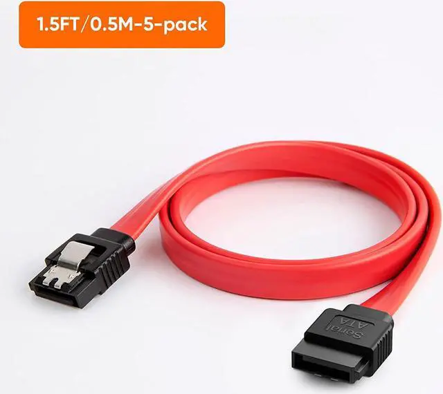 Alt view image 7 of 7 - CableCreation SATA III Cable, [2-Pack] 8-Inch/0.6FT SATA III 6.0 Gbps 7pin Female to Downward Right Angle Female Data Cable with Locking Latch, Support for 2.5'' SSD,3.5''HDD Drive, Red