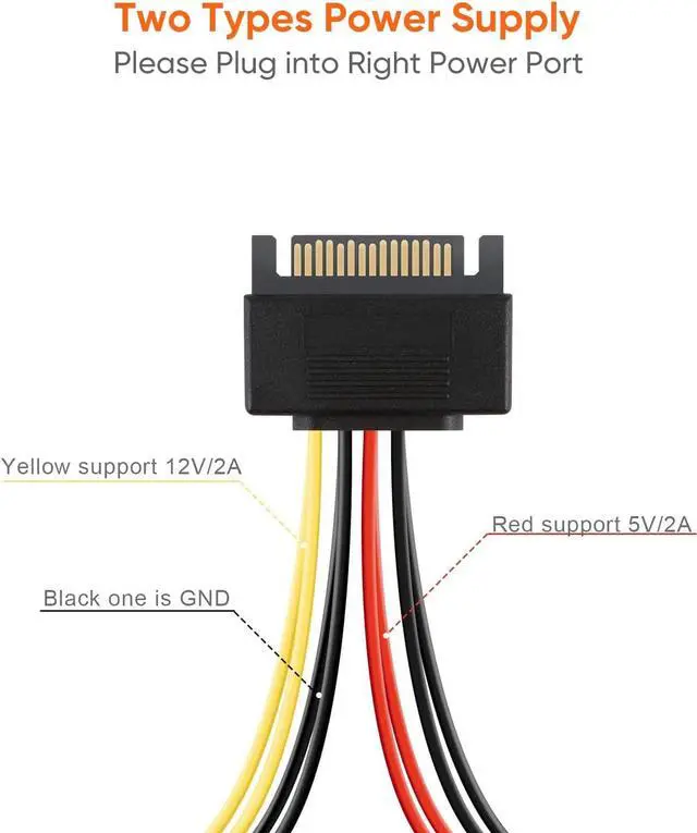 Alt view image 3 of 7 - CableCreation SATA Power Cable, [2-Pack] 6-Inch SATA 15 Pin Male to 2xSATA 15 Pin Down Angle Female Power Splitter Cable