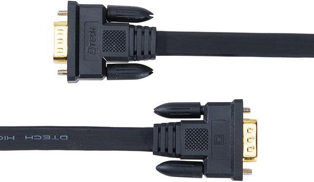 Alt view image 3 of 7 - DTech 25ft Ultra Thin Flat Type Computer Monitor VGA Cable Standard 15 Pin Male to Male Connector SVGA Wire 25 Feet - Black