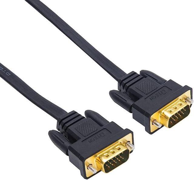 Alt view image 2 of 7 - DTech 25ft Ultra Thin Flat Type Computer Monitor VGA Cable Standard 15 Pin Male to Male Connector SVGA Wire 25 Feet - Black