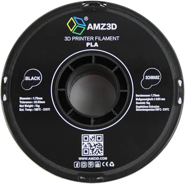 Alt view image 3 of 4 - AMZ3D 1.75mm PLA 3D Printer Filament, Black, 1 Kg spool (2.2 lbs)
