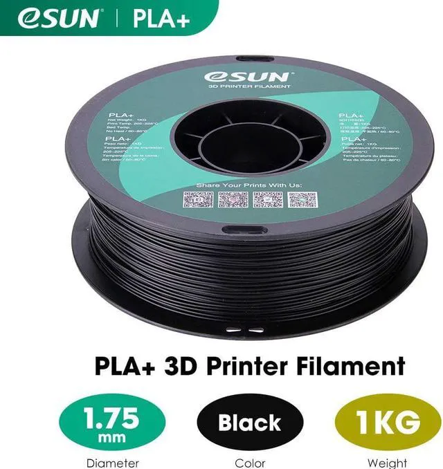 Alt view image 2 of 7 - eSUN PLA Plus Filament 1.75mm, PLA Pro PLA+ 3D Printer Filament, Dimensional Accuracy +/- 0.03mm, 2.2 LBS (1KG) Spool 3D Printing Consumables for Most FDM 3D Printers, Black