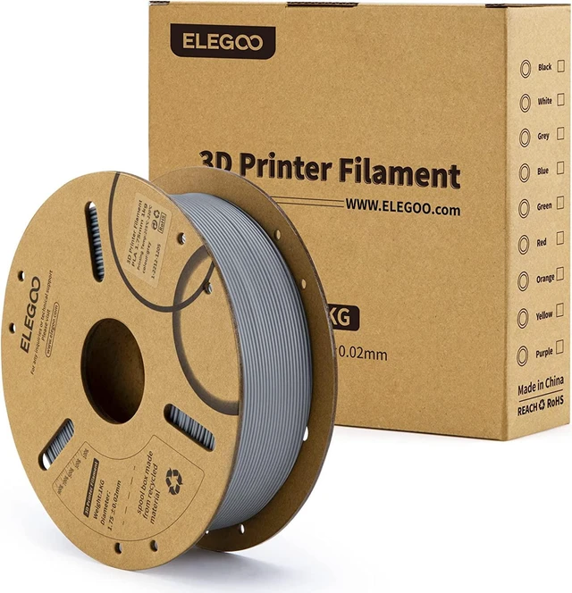 Alt view image 2 of 7 - ELEGOO PLA Filament 1.75mm 3D Printer Filament, Dimensional Accuracy +/- 0.02 mm, Compatible with Most FDM Printer Grey (1KG/Spool, 2.2 lbs)