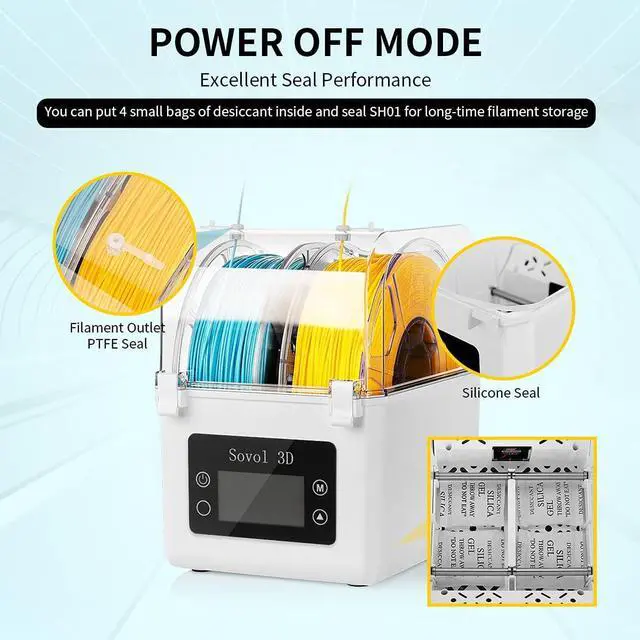 Alt view image 4 of 7 - Sovol Filament Dryer 2024, SH01 Filament Dehydrator 3D Printer Spool Holder with Upgraded Fan, Dry Box for Keeping Filament Dry, Compatible with 1.75mm, 2.85mm Filament & PLA PETG TPU ABS