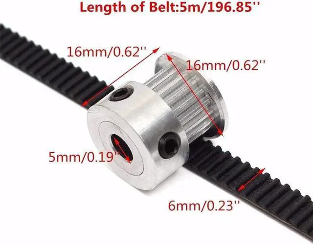 Alt view image 3 of 4 - Zeelo 5M GT2 Timing Belt 6mm Width + 4pcs 20 Teeth 5mm Bore Timing Pulley Wheel + 4pcs Idler + 8pcs Tensioner Spring Torsion + 4pcs Gear Clamp Mount Block with Allen Wrench for 3D Printer