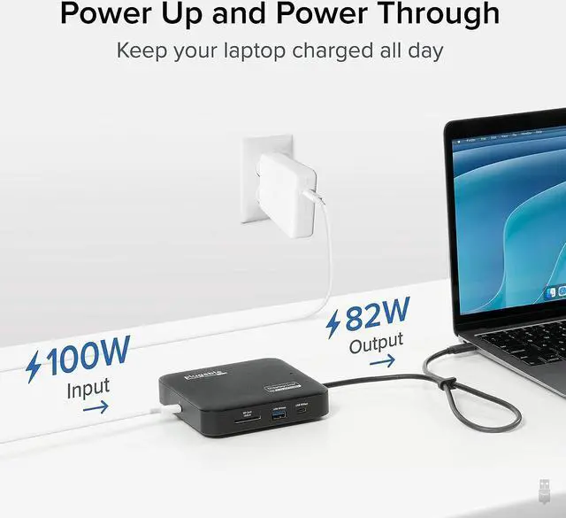 Alt view image 6 of 7 - Plugable 7-in-1 USB C Docking Station Dual Monitor - Dual HDMI Dock is Compatible with Mac and Windows, USB4, Thunderbolt, 100W PD, 2X HDMI, 1x USB-C, 1Gbps Ethernet, 1x USB 3.0, SD Card Reader