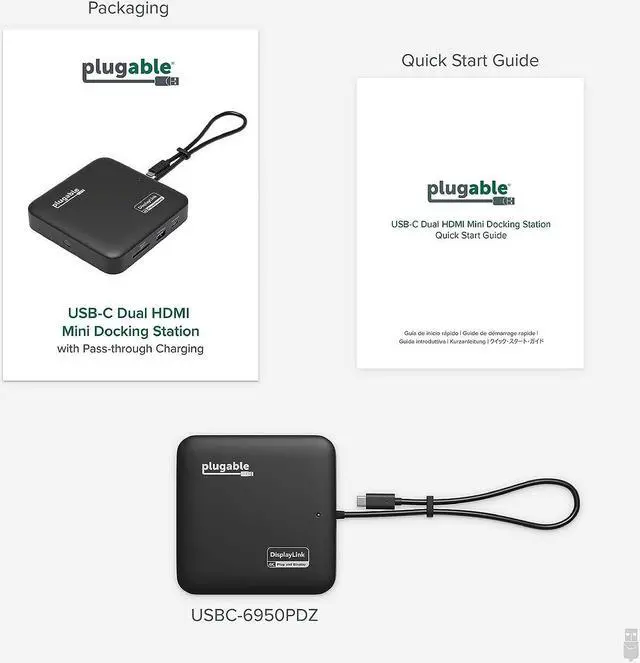 Alt view image 7 of 7 - Plugable 7-in-1 USB C Docking Station Dual Monitor - Dual HDMI Dock is Compatible with Mac and Windows, USB4, Thunderbolt, 100W PD, 2X HDMI, 1x USB-C, 1Gbps Ethernet, 1x USB 3.0, SD Card Reader
