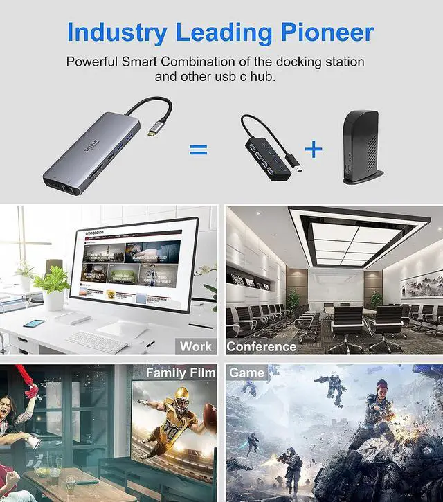 Alt view image 7 of 7 - 12 in 1 Dual HDMI Docking Station with DP and 8 in 1 Dual HDMI Docking Station