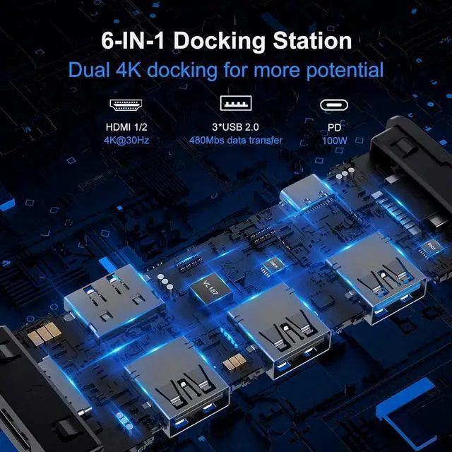 Alt view image 4 of 7 - Docking Station USB C Hub to Dual HDMI Adapter,Dual 4K Multi Monitors USB C Adapter with 2 HDMI Ports,3USB Port,PD for Windows Compatible with Dell,Lenovo,HP,iPhone 15 Pro Max/15 Pro/15 Plus/15