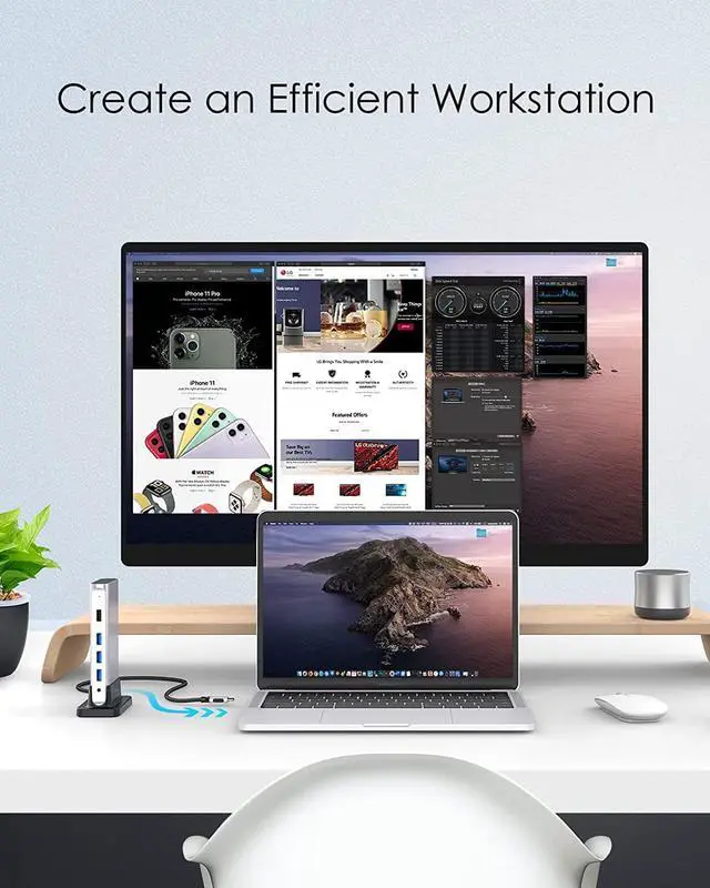 Alt view image 4 of 6 - LENTION USB C Docking Station 100W PD, 4K HDMI,Gigabit Ethernet Dock,USB 3.0/2.0 & Aux Hub Compatible 2023-2016 MacBook Pro,Mac Air/Surface,Steam Deck,More,Stable Driver Certified (CB-D53, Silver)