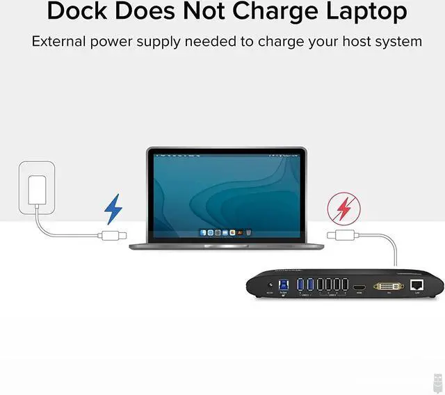 Alt view image 4 of 6 - Plugable USB 3.0 Universal Laptop Docking Station for Windows and Mac (Dual Monitor: HDMI and DVI/HDMI/VGA, Gigabit Ethernet, Audio, 6 USB Ports) - Horizontal