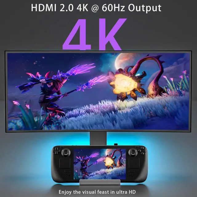 Alt view image 3 of 6 - Steam Deck Dock:- 5-in-1 Aluminum 4k Hub Steam Deck Docking Station with HDMI2.0 4K@60Hz TV, Support PD 100W Fast Charging, 3 USB-A 3.0 Dock for Steam Deck ROG Ally