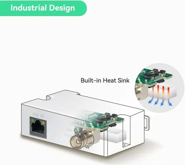 Alt view image 2 of 7 - LINOVISION POE Ethernet Over Coax EOC Converter Max 3000ft Power and Data Transmission Max 100Mbps Over Regular RG59/6 Coaxial Cable for Using IP Camera Ideal for Application in Elevator/Cinema/School