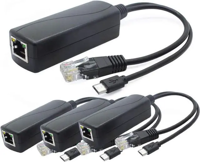 Main image of 4-Pack 5V PoE Splitter, 48V to 5V 2.4A Adapter with Micro USB Plug, IEEE 802.3af Compliant, for IP Camera, Tablets, Dropcam or Raspberry Pi and More, AV-PS05-1