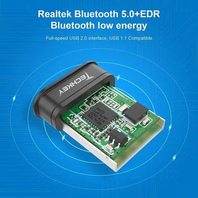 Alt view image 3 of 7 - USB Bluetooth Adapter for PC Receiver - Techkey Mini Bluetooth 5.0 EDR Dongle transmitter for Computer Desktop Transfer for Laptop Bluetooth Headset Speaker Keyboard Mouse Printer Windows11/10/8.1/8/7