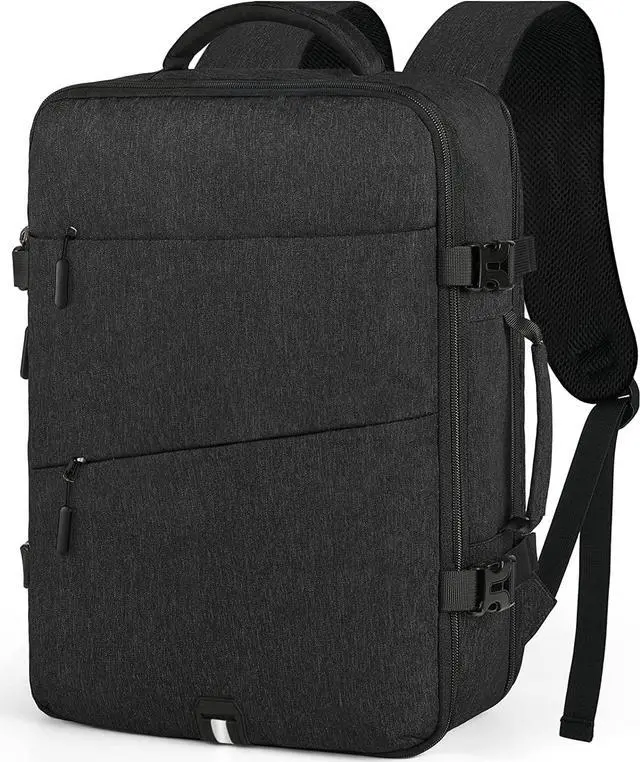 Main image of Travel Backpack for Men Women Laptop Backpack 15.6 Inch Flight Approved Carry on Backpack Overnight Business College School Weekender Luggage Daypack, Black