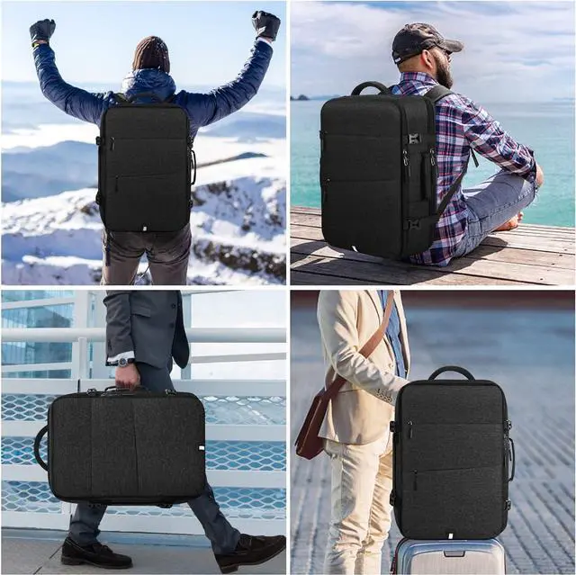 Alt view image 5 of 7 - Travel Backpack for Men Women Laptop Backpack 15.6 Inch Flight Approved Carry on Backpack Overnight Business College School Weekender Luggage Daypack, Black